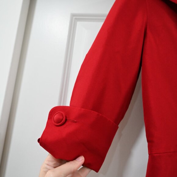 J. Petermen Size 2 Red Midi Button Down Belted 100% Silk Dress NWOT - Picture 2 of 8